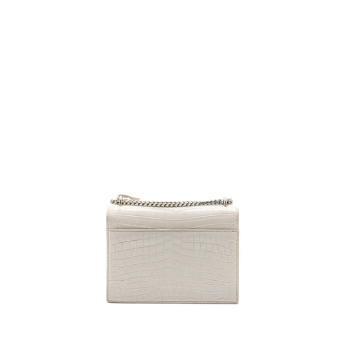 SAINT LAURENT/YSL SUNSET BAG CROCODILE EMBOSSED WHITE SHW