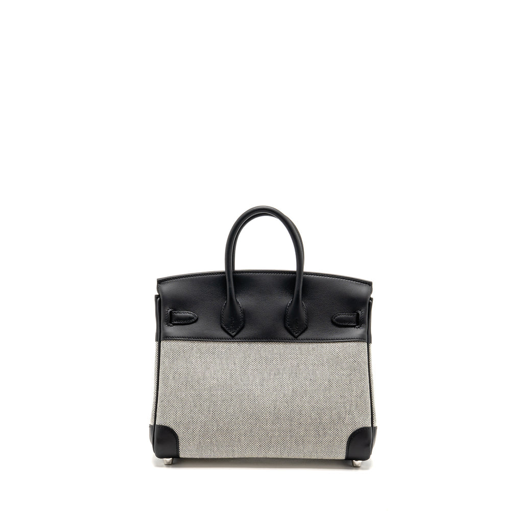 HERMES BIRKIN 25 TOILE H CANVAS/SWIFT LEATHER ECRU-NOIR/NOIR SHW