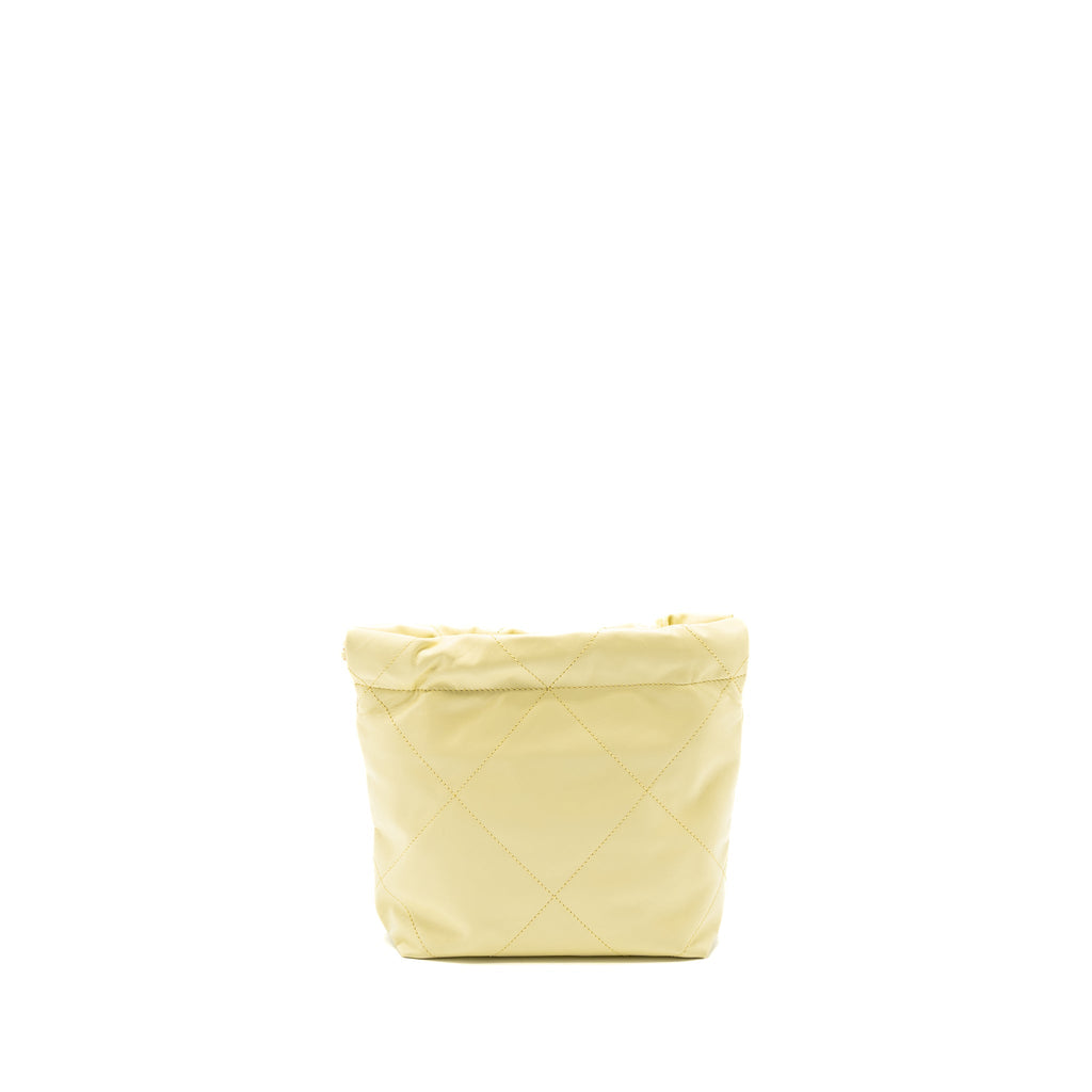 CHANEL 23S MINI 22 BAG SHINY CALFSKIN LIGHT YELLOW BRUSHED GHW (MICROCHIP)