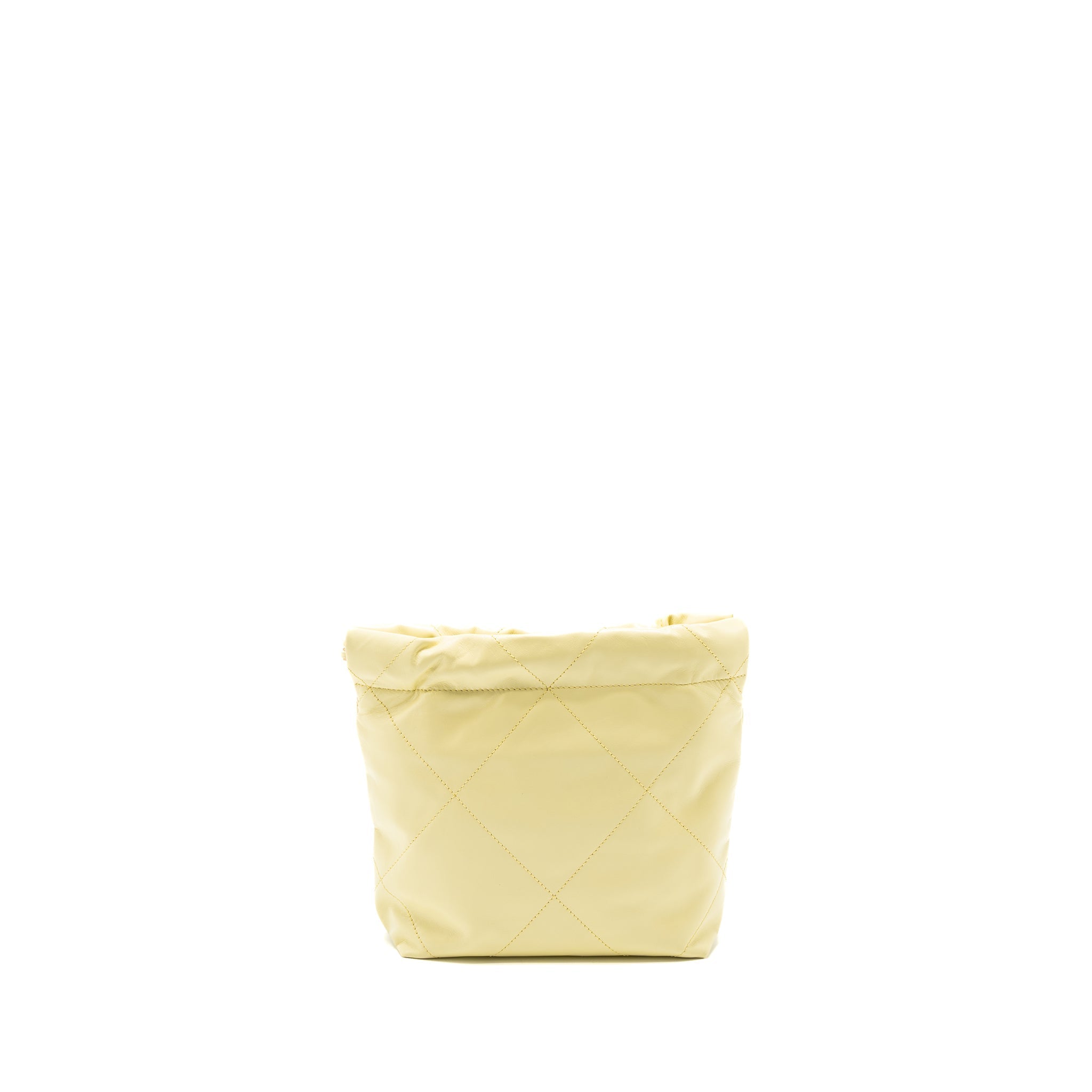 CHANEL 23S MINI 22 BAG SHINY CALFSKIN LIGHT YELLOW BRUSHED GHW (MICROCHIP)
