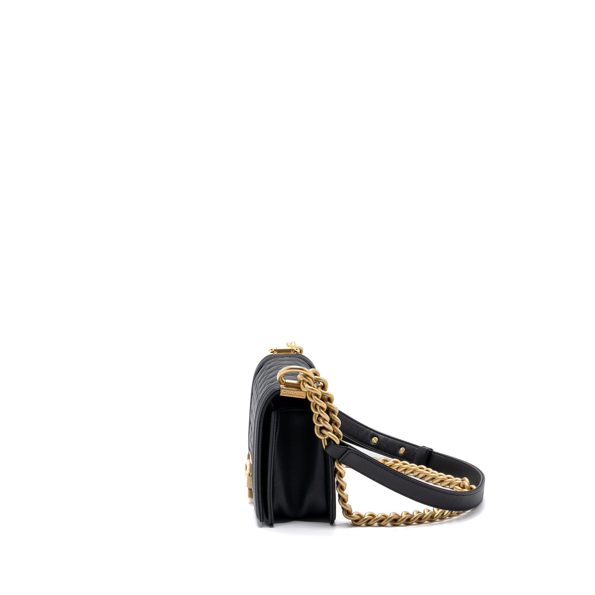 CHANEL SMALL BOY BAG CALFSKIN BLACK GHW