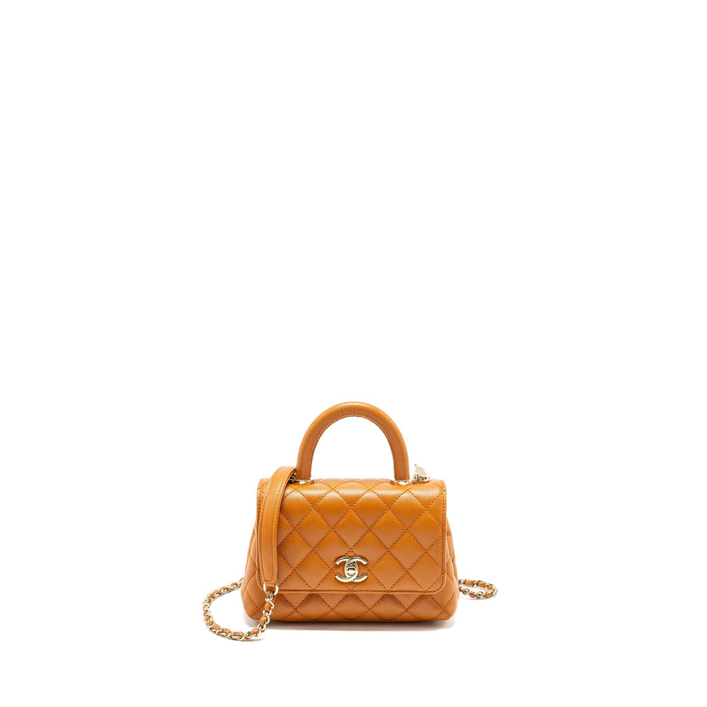 CHANEL MINI COCO HANDLE CAVIAR CARAMEL LGHW (MICROCHIP)