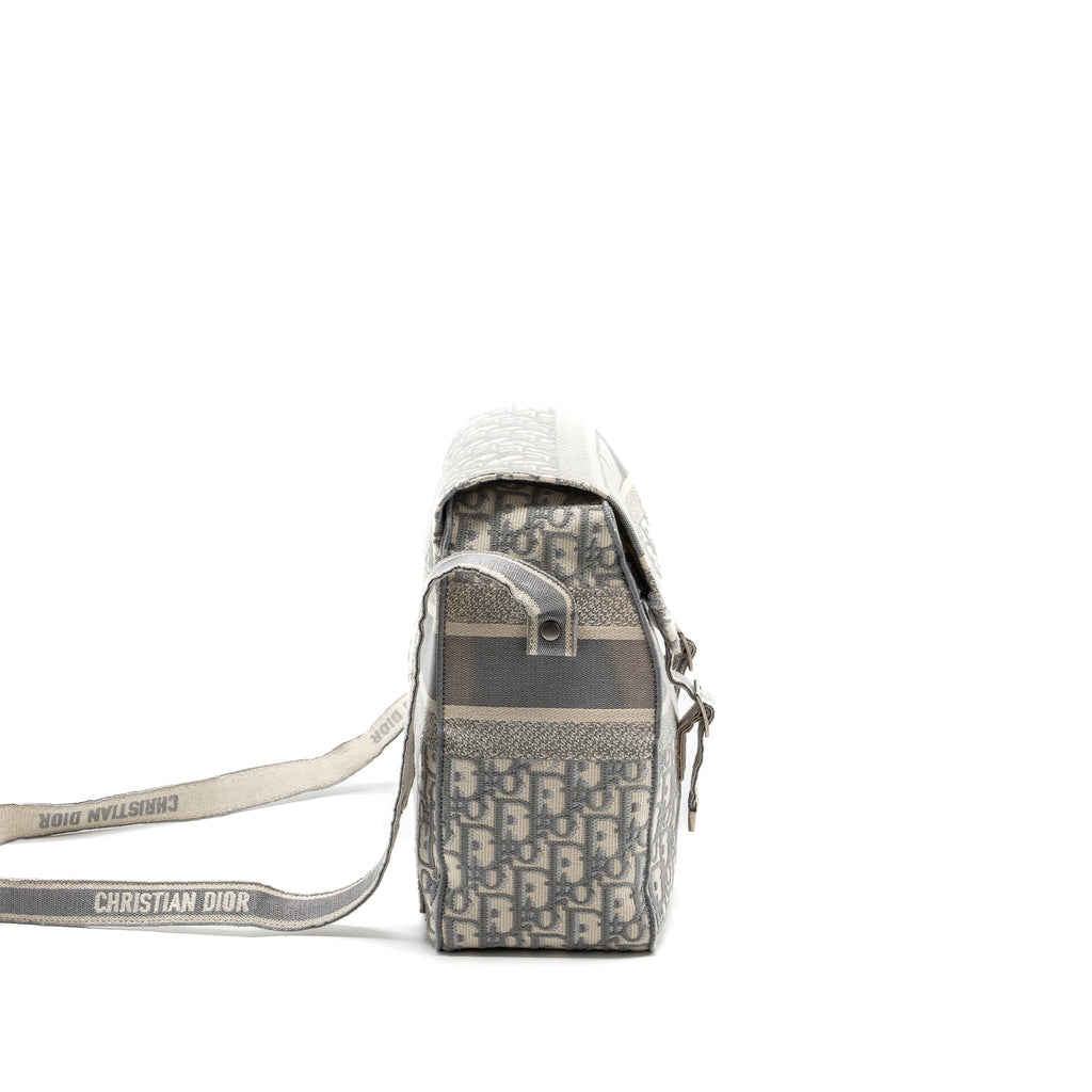 DIOR DIORCAMP MESSENGER BAG OBLIQUE EMBROIDERY LIGHT GREY SHW