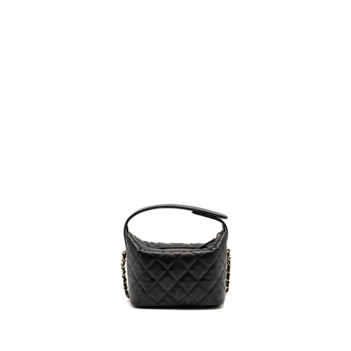 CHANEL QUILTED HOBO BAG CAVIAR BLACK GHW (MICROCHIP)