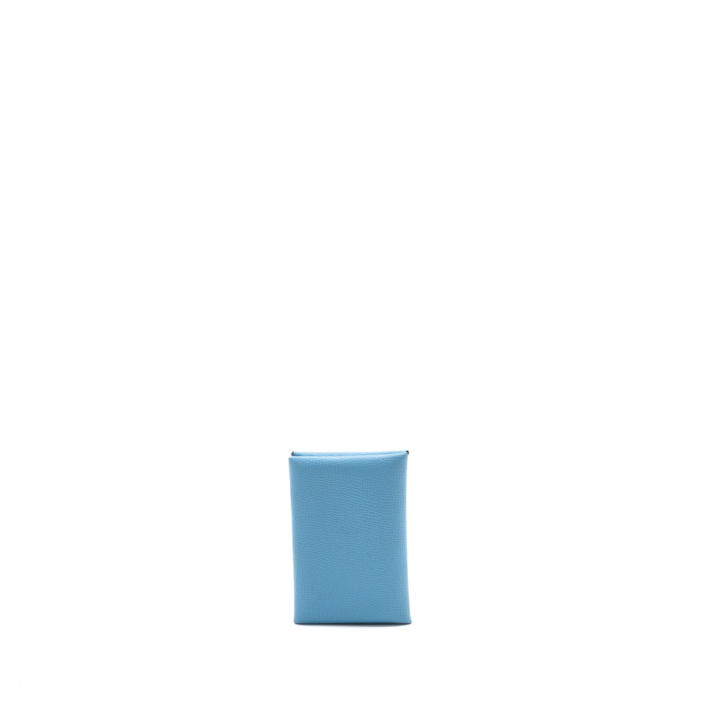 HERMES CALVI CARD HOLDER EPSOM 7N CELESTE SHW