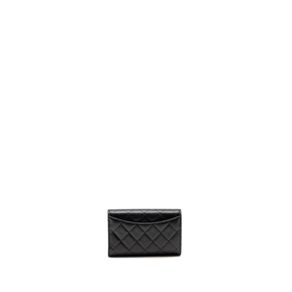 CHANEL CLASSIC FLAP WALLET CAVIAR BLACK SHW (MICROCHIP)