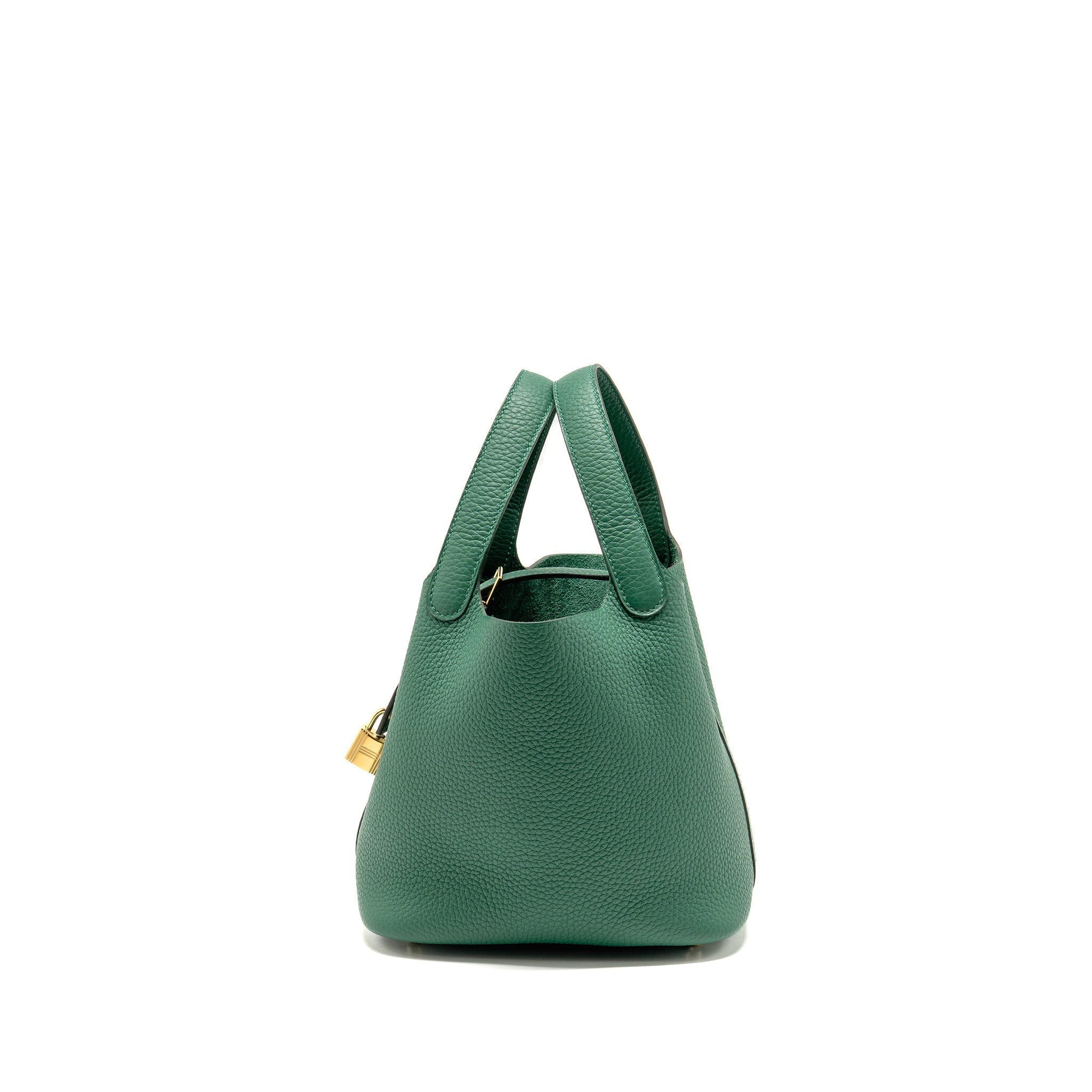 HERMES PICOTIN 18 LOCK BAG CLEMENCE VERT MOYEN GHW