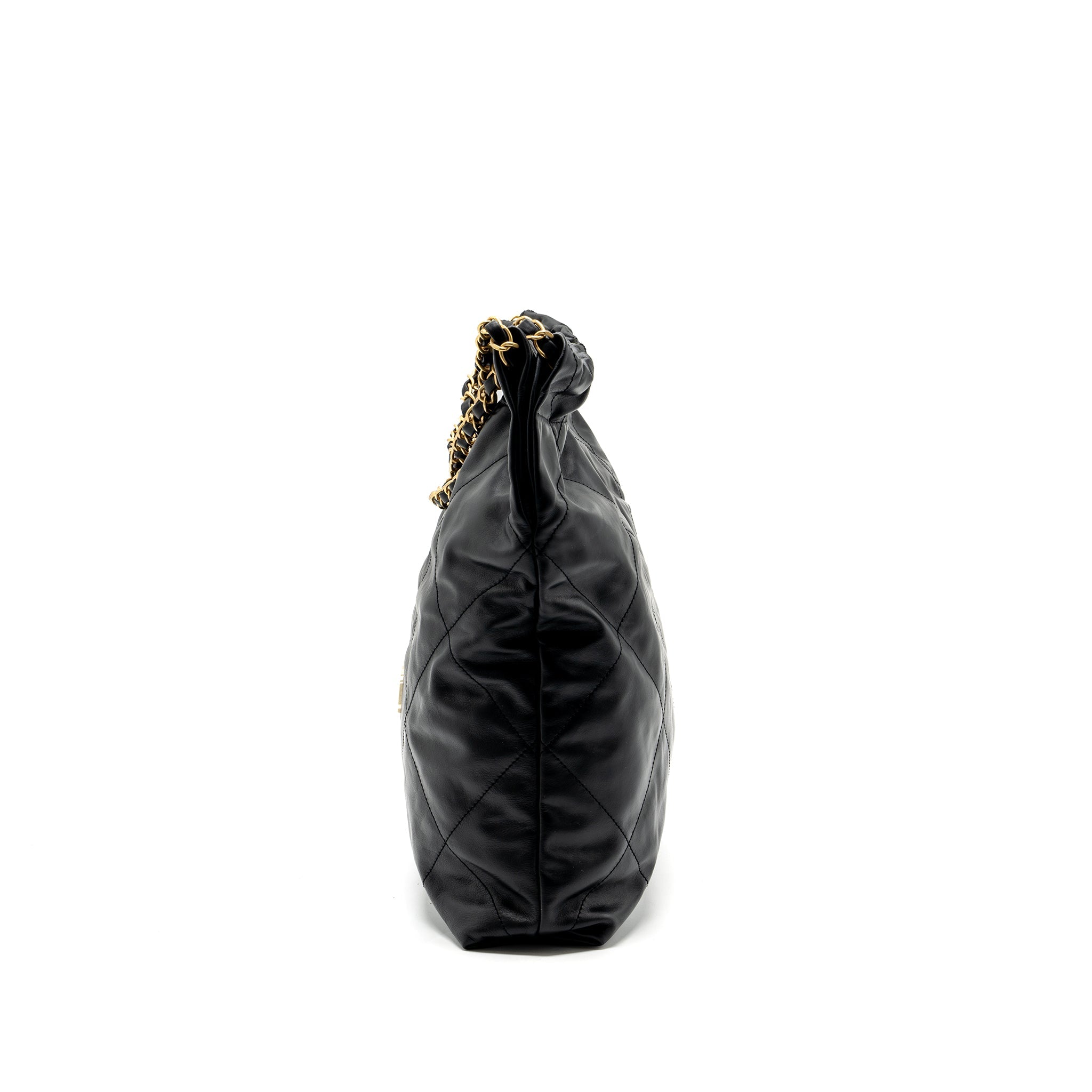 CHANEL MEDIUM 22 BAG CALFSKIN BLACK GHW (MICROCHIP)