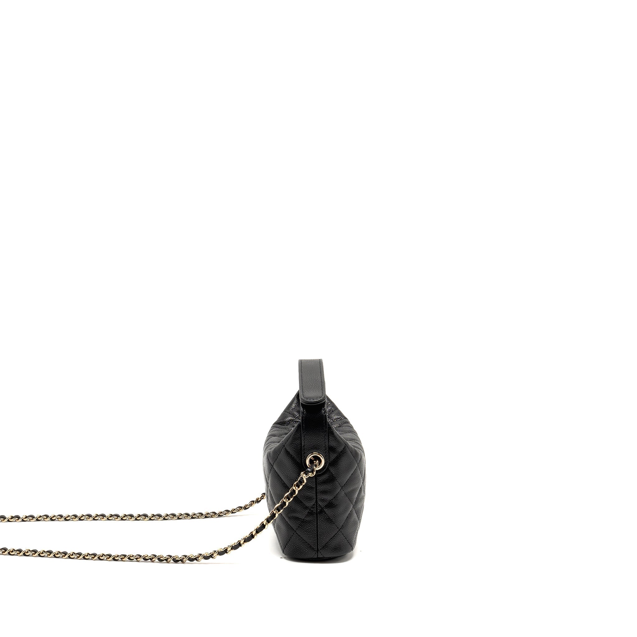 CHANEL QUILTED HOBO BAG CAVIAR BLACK GHW (MICROCHIP)