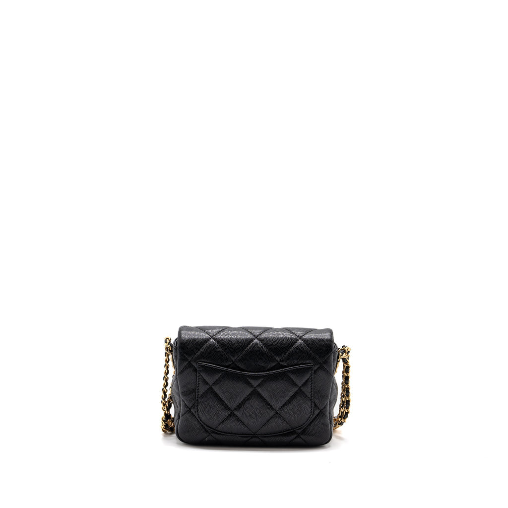 CHANEL MINI TWIST YOUR BUTTON SQUARE FLAP BAG CAVIAR BLACK GHW