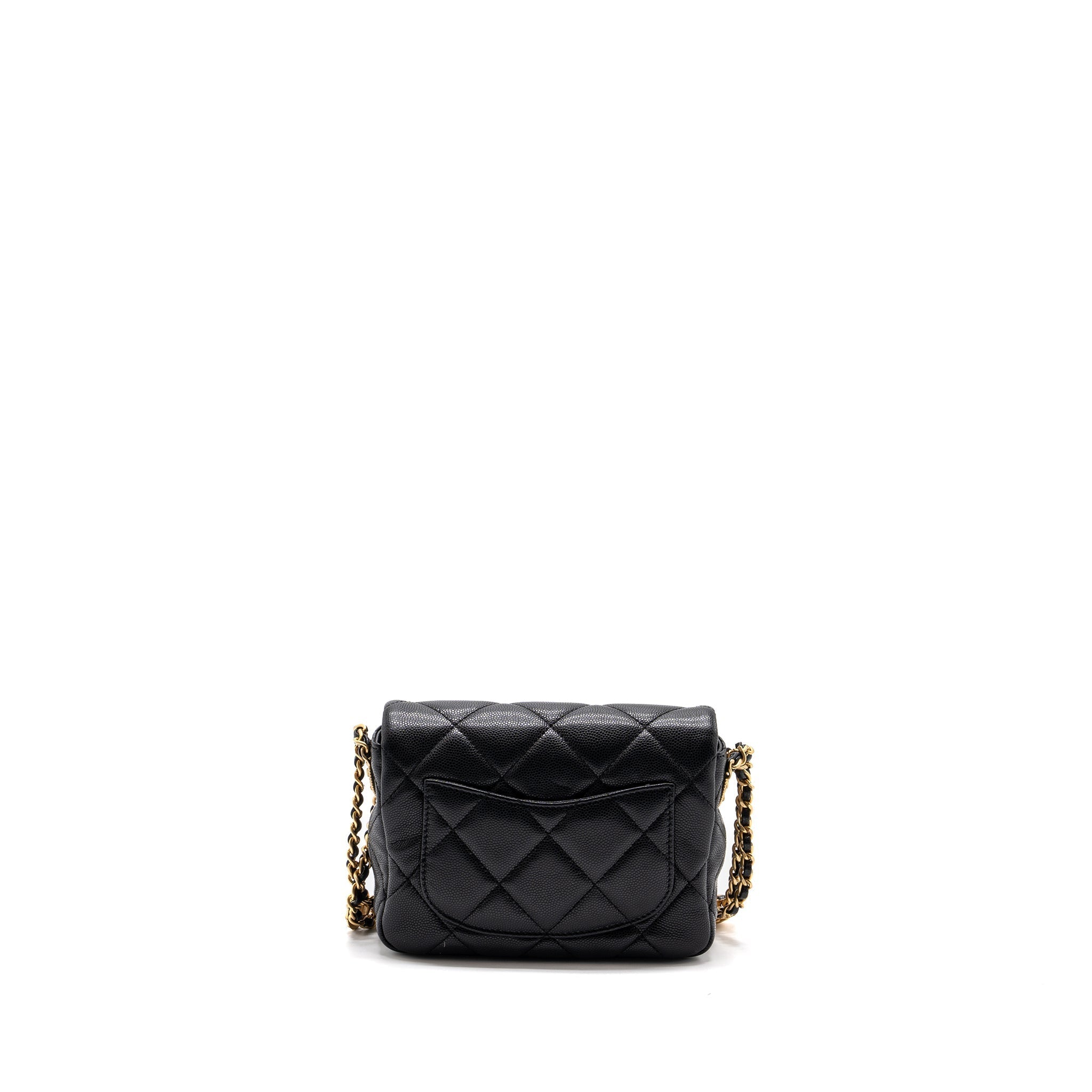 CHANEL MINI TWIST YOUR BUTTON SQUARE FLAP BAG CAVIAR BLACK GHW