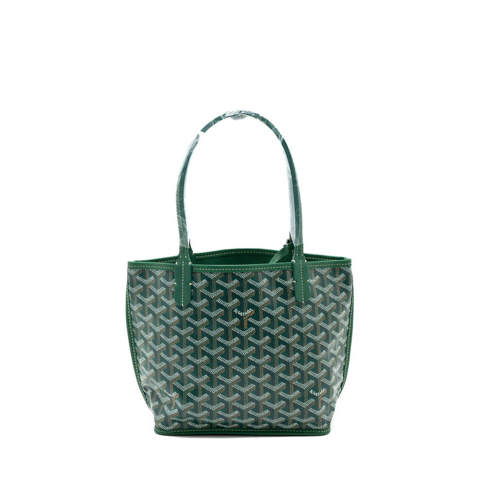 GOYARD MINI ANJOU TOTE BAG CANVAS / CALFSKIN GREEN SHW