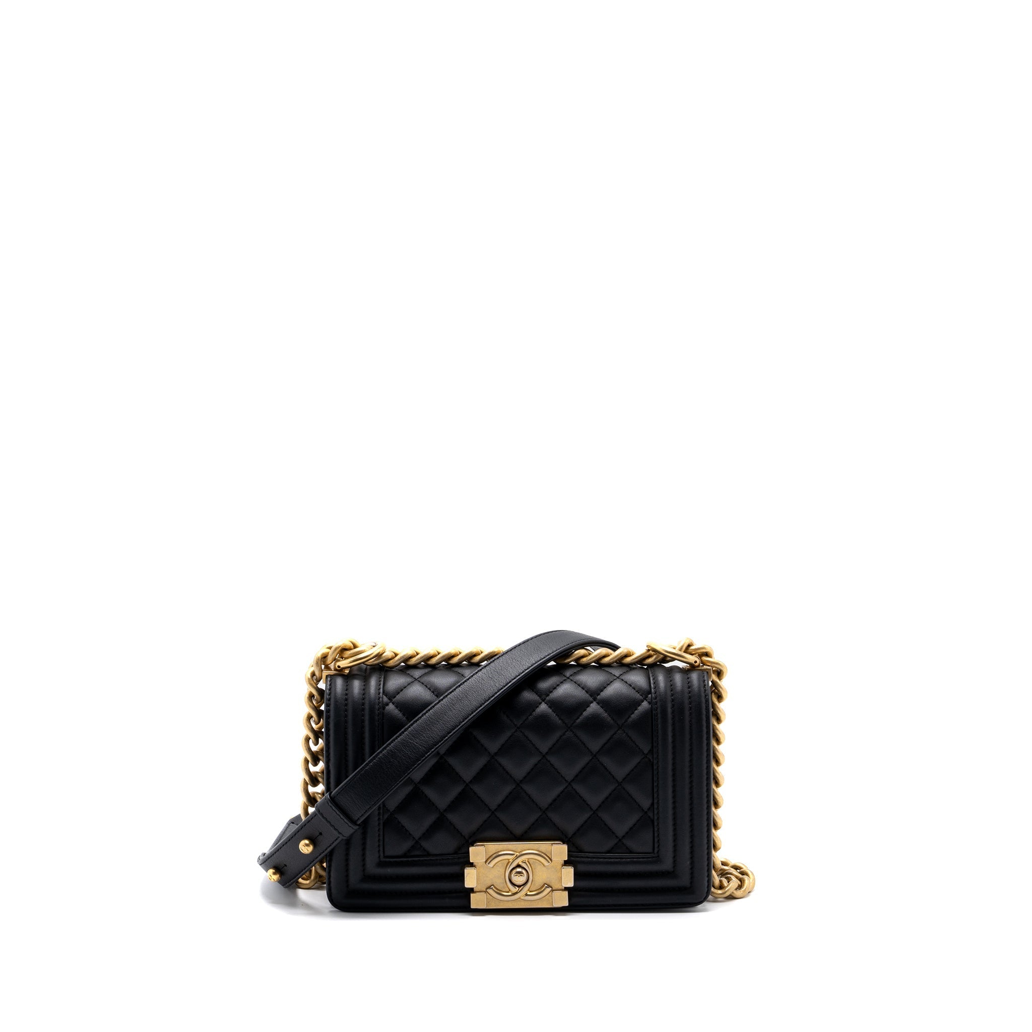 CHANEL SMALL BOY BAG CALFSKIN BLACK GHW