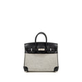 HERMES BIRKIN 25 TOILE H CANVAS/SWIFT LEATHER ECRU-NOIR/NOIR SHW