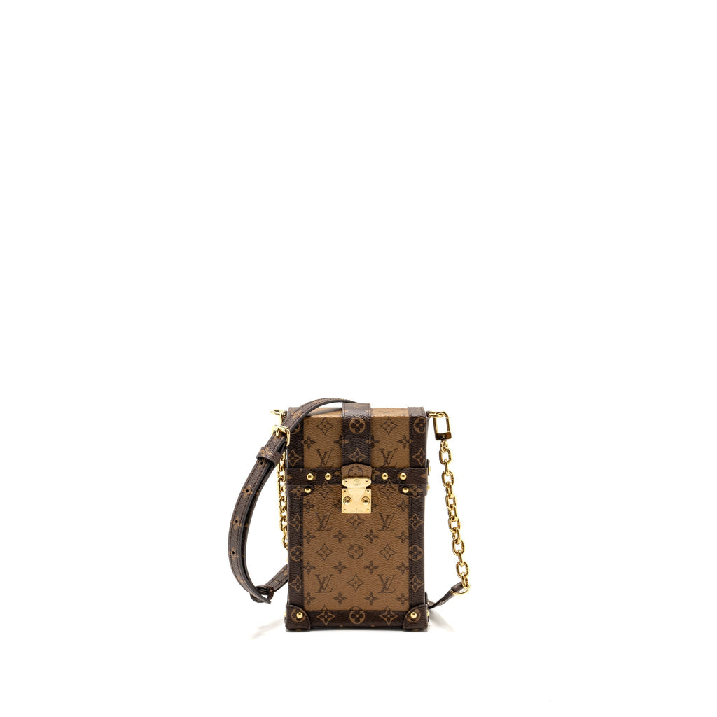 LOUIS VUITTON VERTICAL TRUNK POCHETTE WITH CHAIN MONOGRAM REVERSE CANVAS GHW