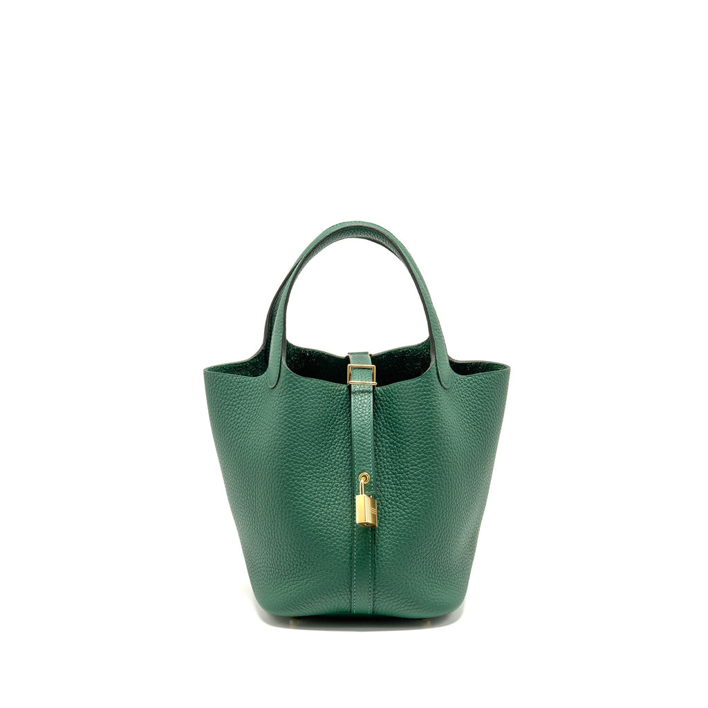 HERMES PICOTIN 18 LOCK BAG CLEMENCE VERT MOYEN GHW