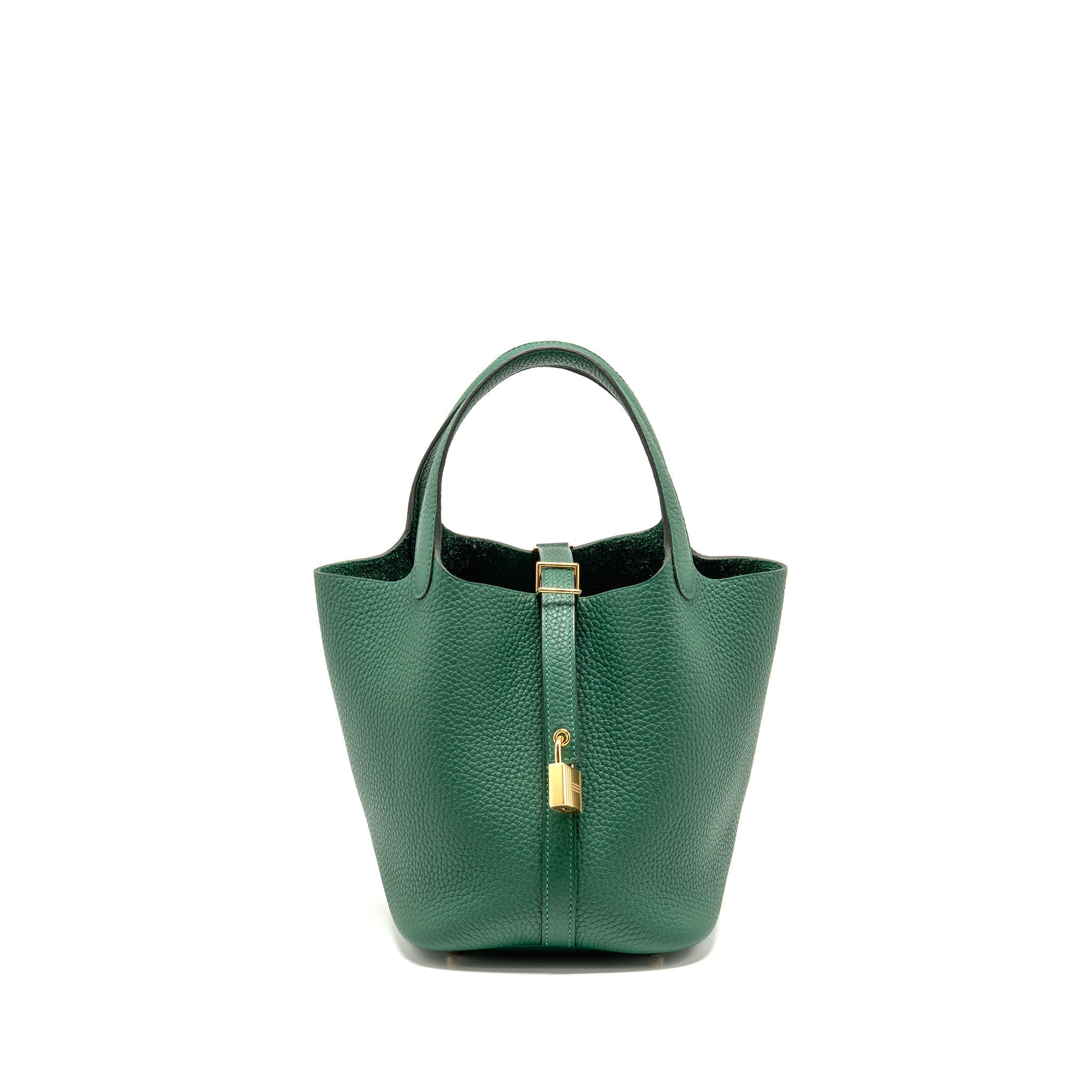HERMES PICOTIN 18 LOCK BAG CLEMENCE VERT MOYEN GHW