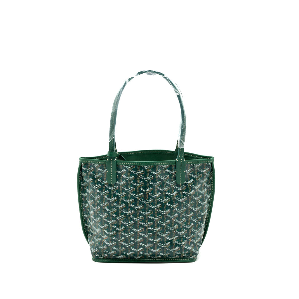 GOYARD MINI ANJOU TOTE BAG CANVAS / CALFSKIN GREEN SHW