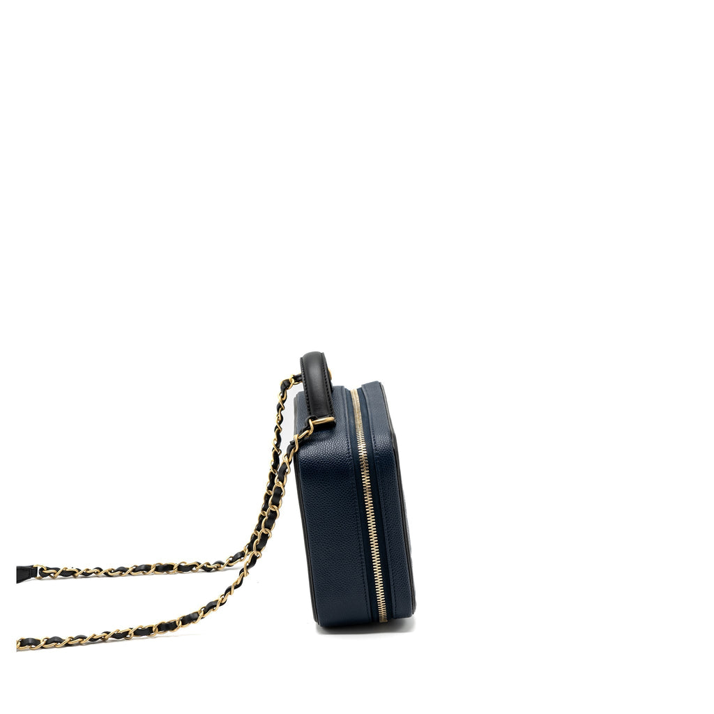 CHANEL FILIGREE CAMERA BAG CAVIAR DARK BLUE/ BLACK GHW