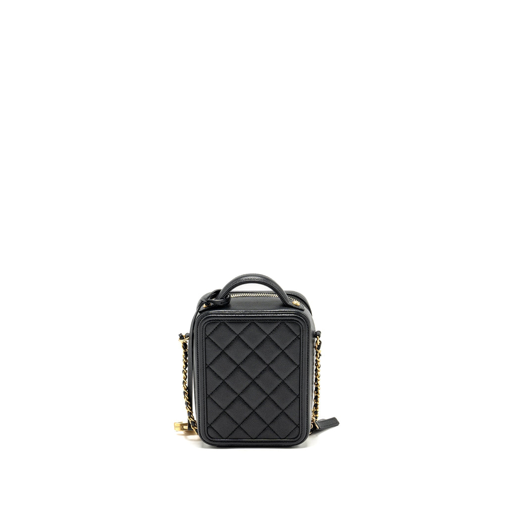 CHANEL FILIGREE VERTICAL VANITY CASE CAVIAR BLACK GHW