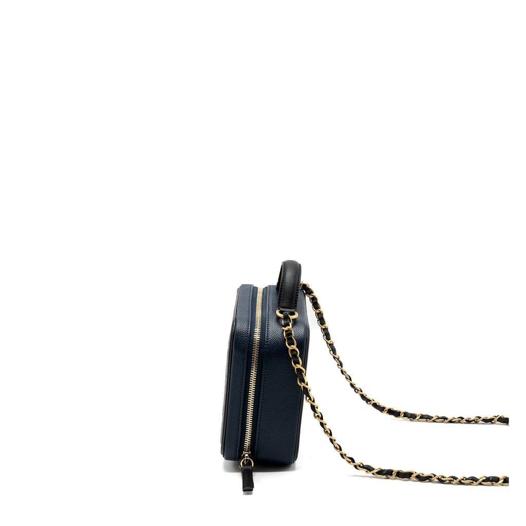 CHANEL FILIGREE CAMERA BAG CAVIAR DARK BLUE/ BLACK GHW