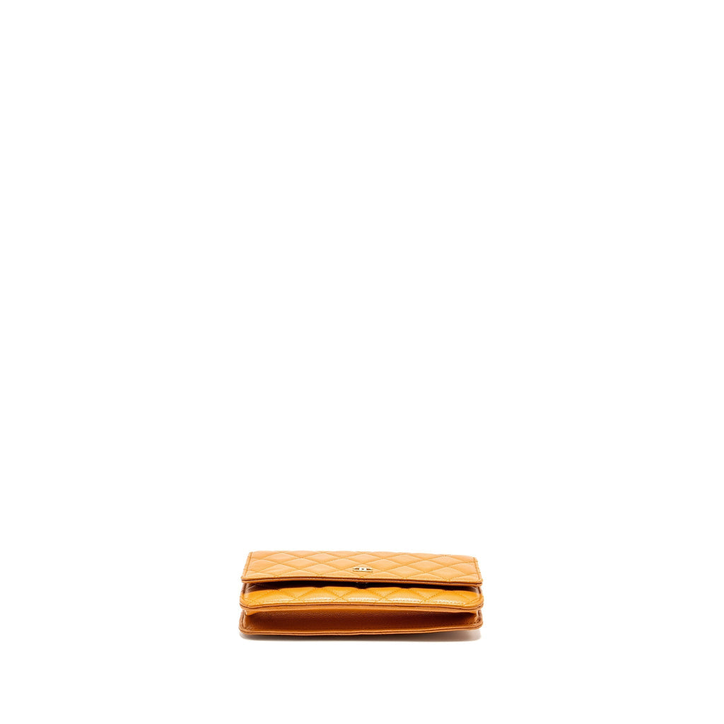 CHANEL CLASSIC WALLET ON CHAIN CAVIAR LIGHT BROWN LGHW (MICROCHIP)