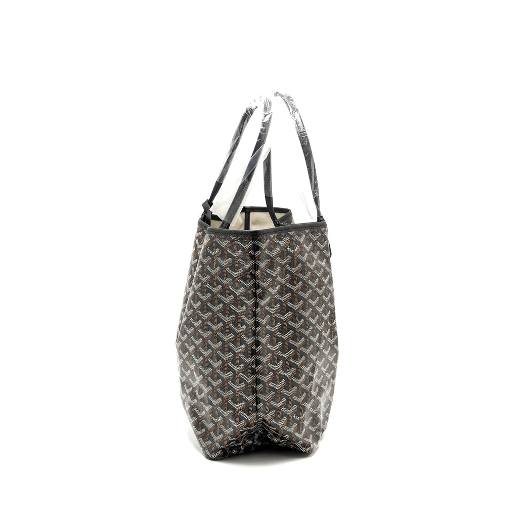 GOYARD SAINT LOUIS PM TOTE BAG GOYARDINE CANVAS/CALFSKIN BLACK SHW
