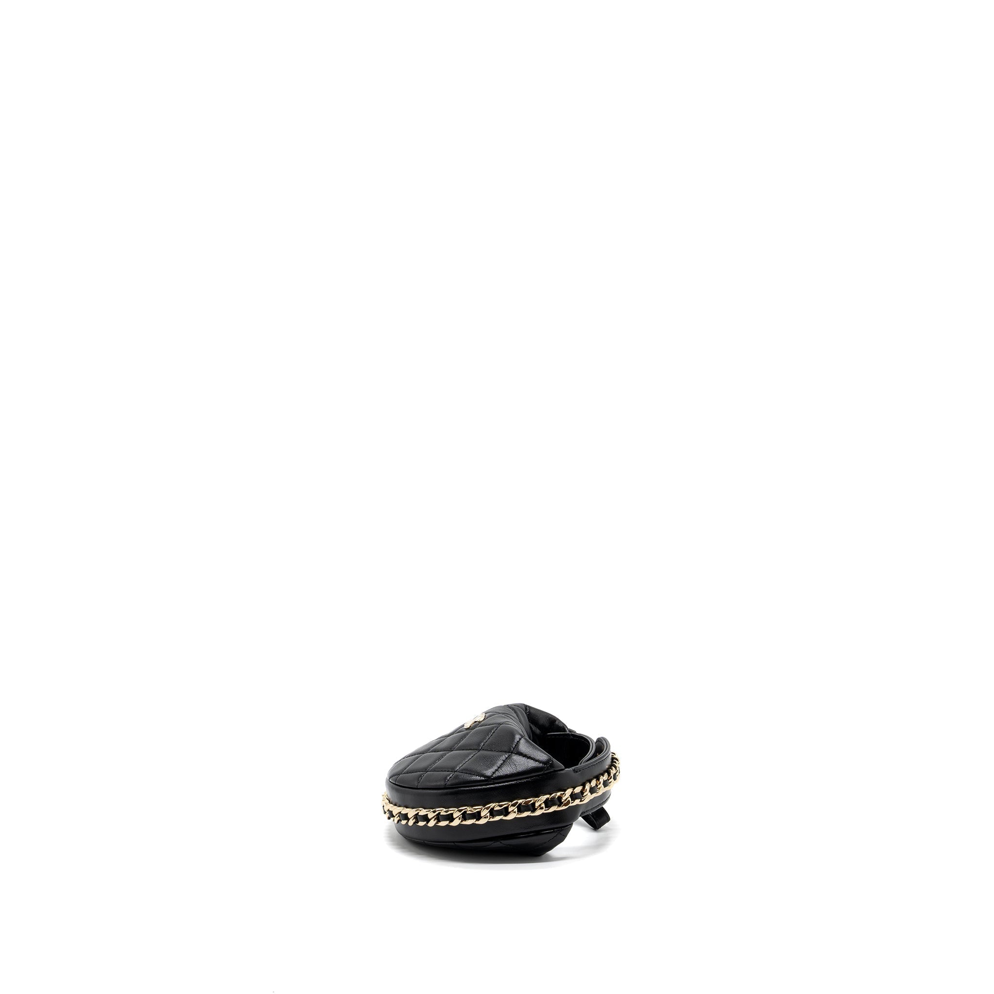CHANEL 23C ROUND CLUTCH LAMBSKIN BLACK GHW (MICROCHIP)
