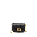 FENDI MINI BAGUETTE BAG FF MOTIF NAPPA LEATHER BLACK GHW