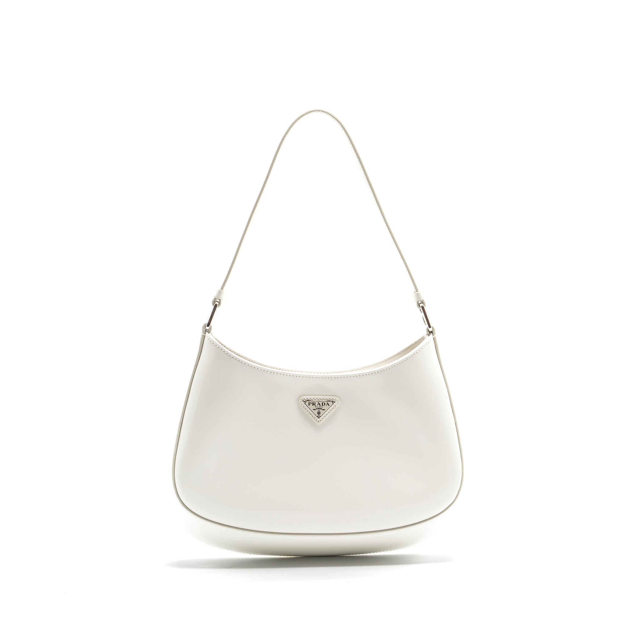 PRADA CLEO SHOULDER BAG BRUSHED LEATHER WHITE SHW