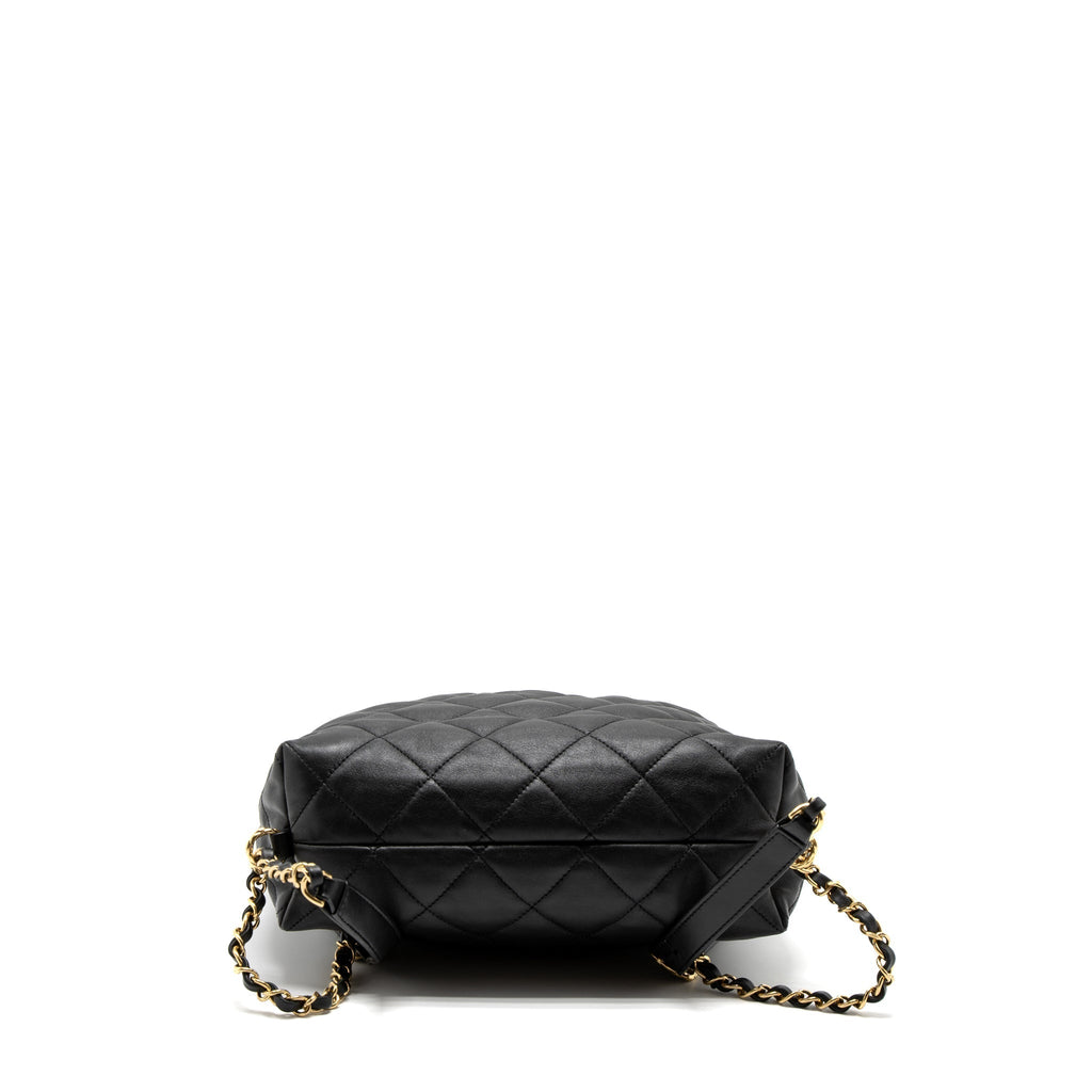 CHANEL 22B HOBO BAG LAMBSKIN BLACK BRUSHED GHW (MICROCHIP)