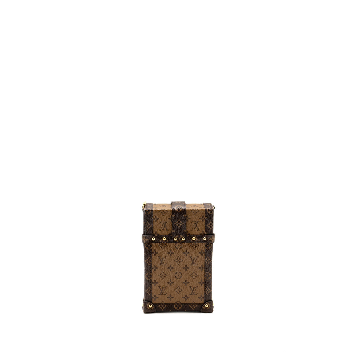 LOUIS VUITTON VERTICAL TRUNK POCHETTE WITH CHAIN MONOGRAM REVERSE CANVAS GHW