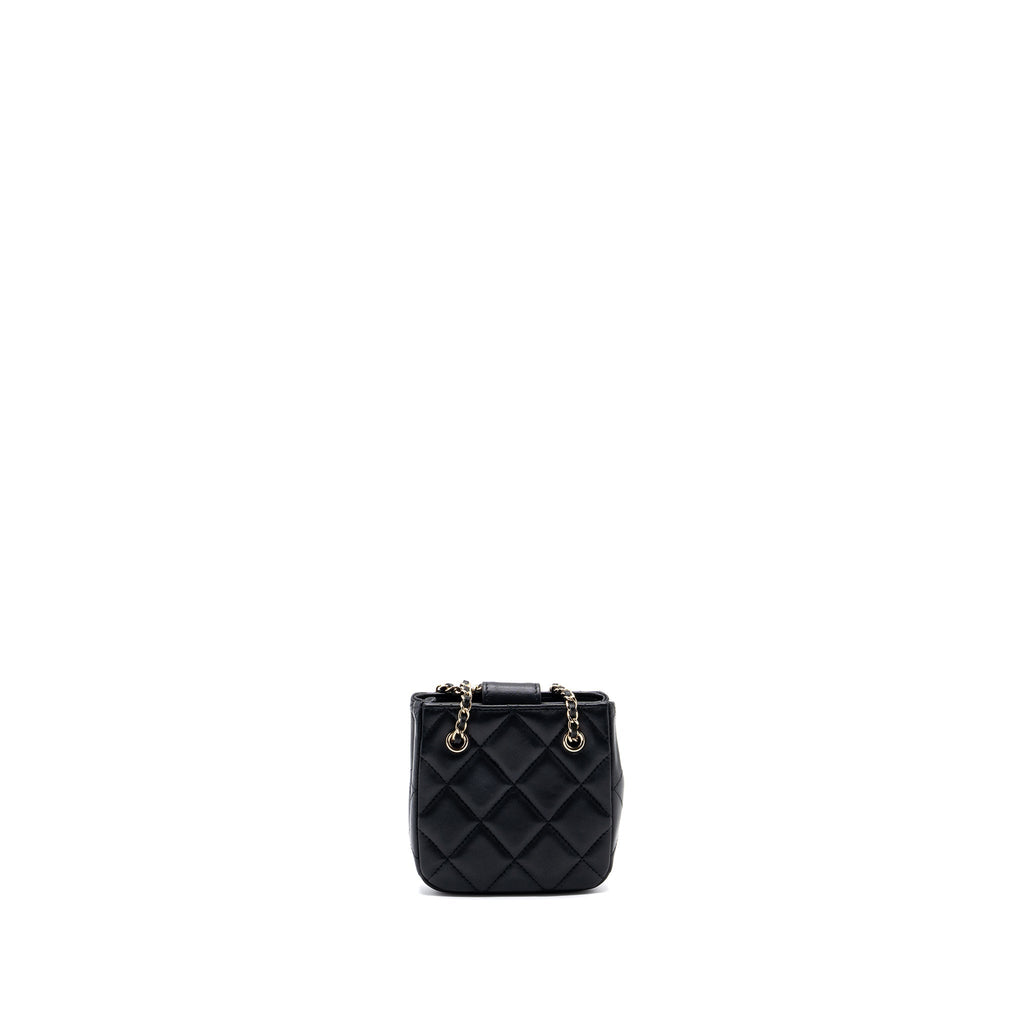CHANEL QUILTED SUPER MINI TOTE WITH CHAIN LAMBSKIN BLACK LGHW