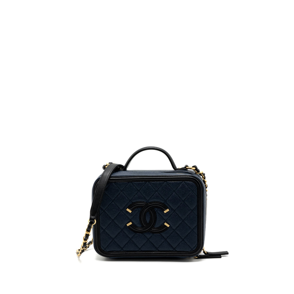 CHANEL FILIGREE CAMERA BAG CAVIAR DARK BLUE/ BLACK GHW