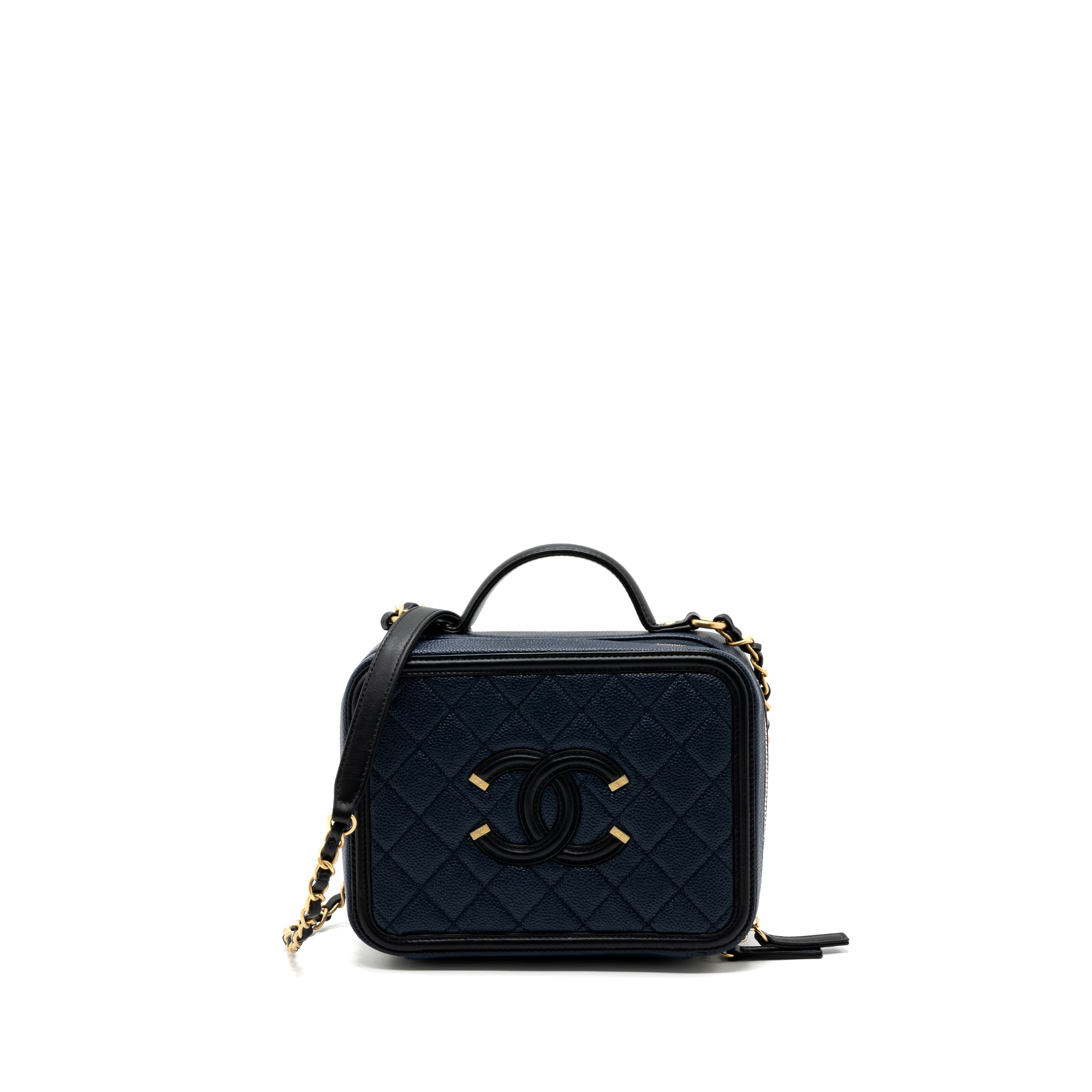 CHANEL FILIGREE CAMERA BAG CAVIAR DARK BLUE/ BLACK GHW