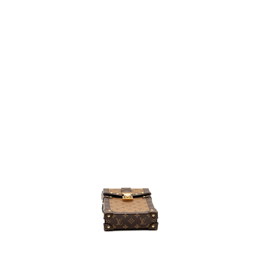 LOUIS VUITTON VERTICAL TRUNK POCHETTE WITH CHAIN MONOGRAM REVERSE CANVAS GHW