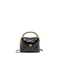 CHANEL 24B TWIST CHAIN TOP HANDLE HOBO LUNCH BOX BAG LAMBSKIN BLACK GHW (MICROCHIP)