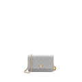 CHANEL PEARL CRUSH WALLET ON CHAIN LAMBSKIN LIGHT GREY BRUSHED GHW (MICROCHIP)