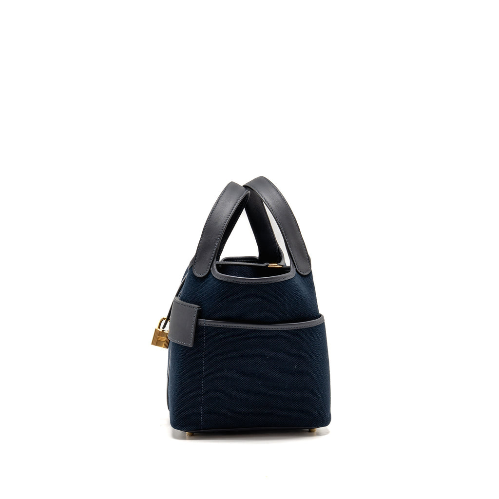 HERMES CARGO PICOTIN 18 LOCK BAG SWIFT / TOILE CANVAS BLUE MARINE / CABAN GHW