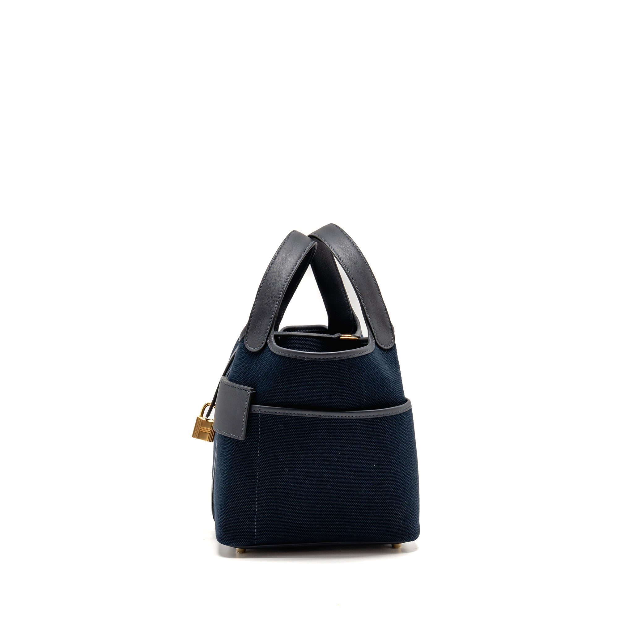 HERMES CARGO PICOTIN 18 LOCK BAG SWIFT / TOILE CANVAS BLUE MARINE / CABAN GHW