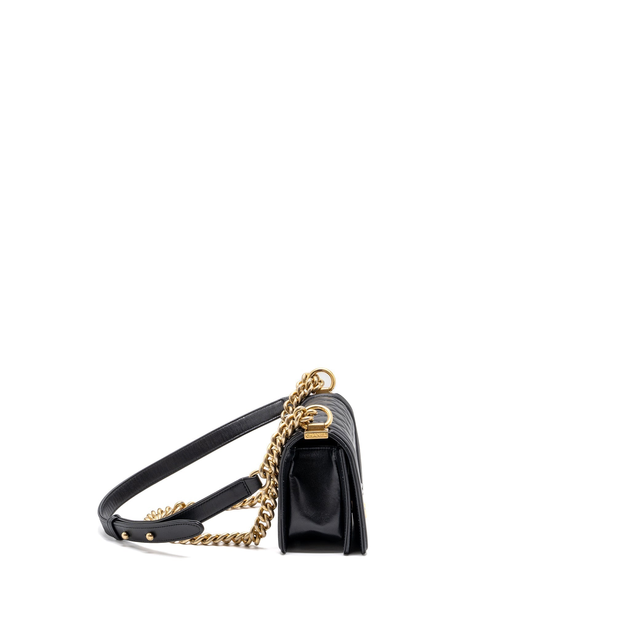 CHANEL SMALL BOY BAG CALFSKIN BLACK GHW