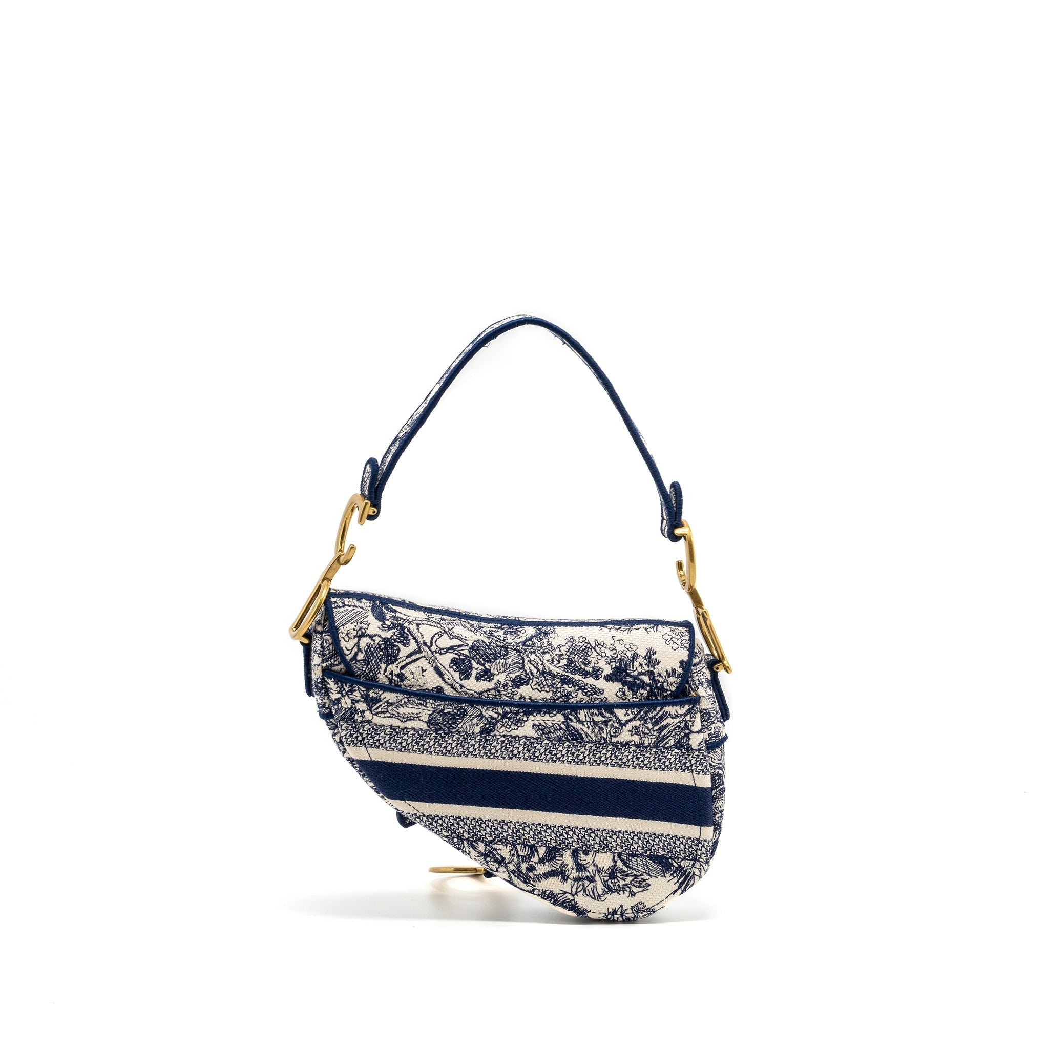 DIOR MEDIUM SADDLE BAG TOILE DE JOUY BLUE GHW