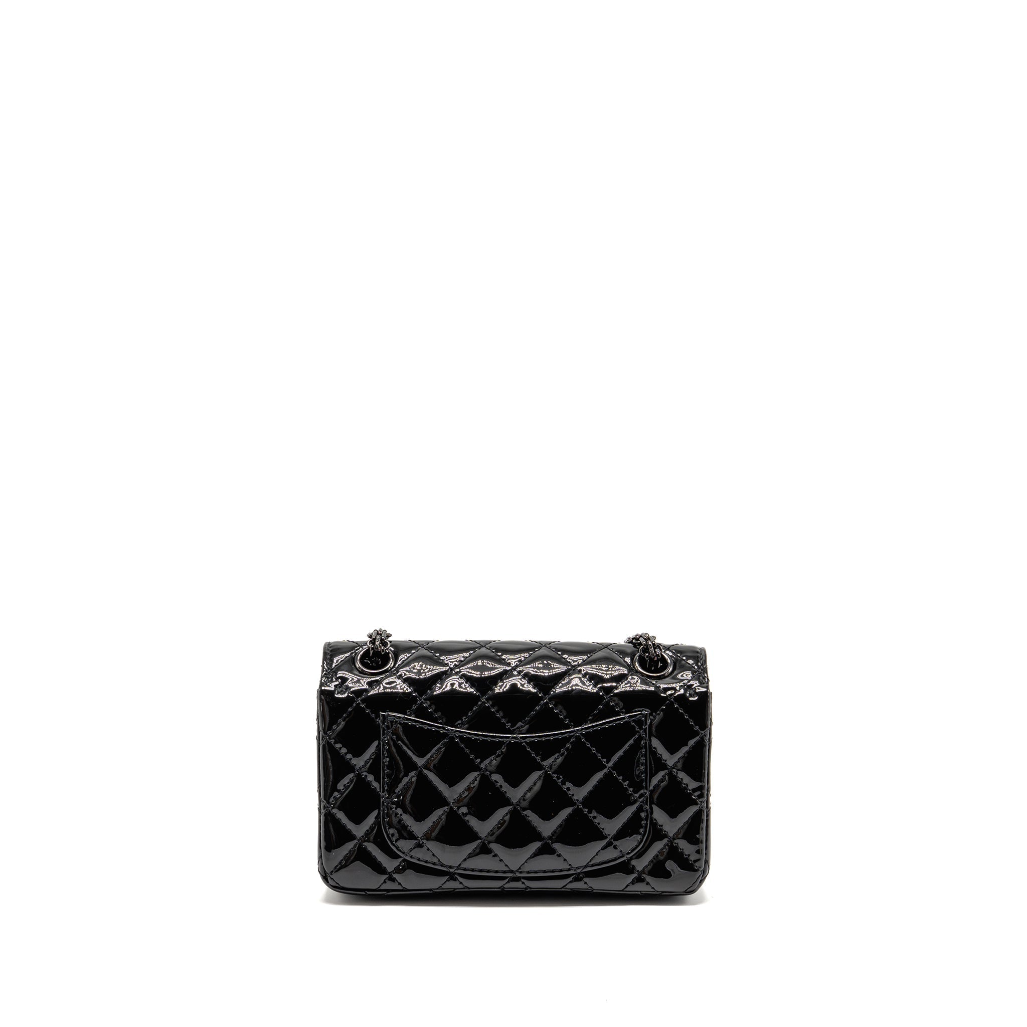 CHANEL MINI 2.55 REISSUE PATENT SO BLACK