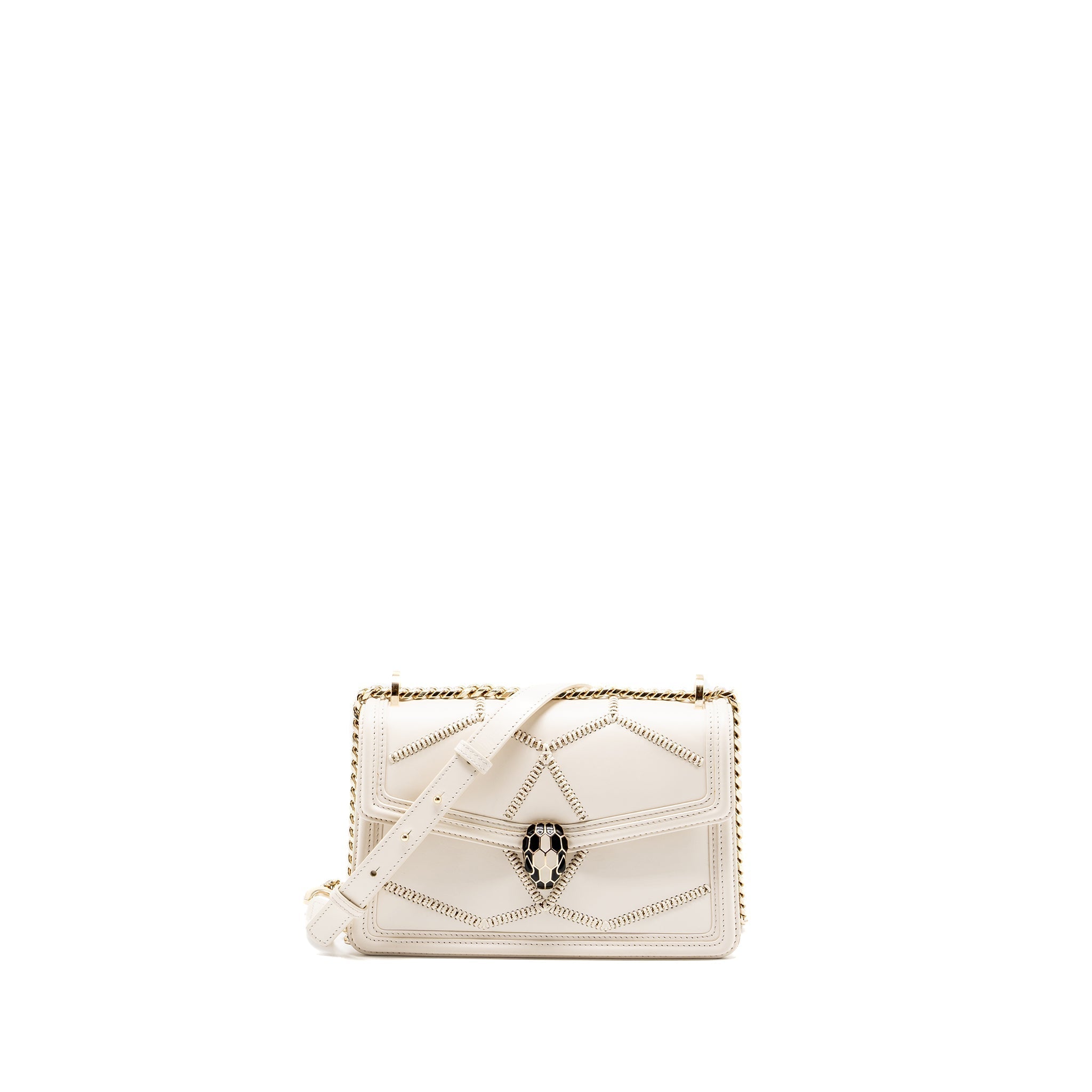 BVLGARI SERPENTI FLAP CHAIN BAG CALFSKIN LIMITED EDITION WHITE LGHW