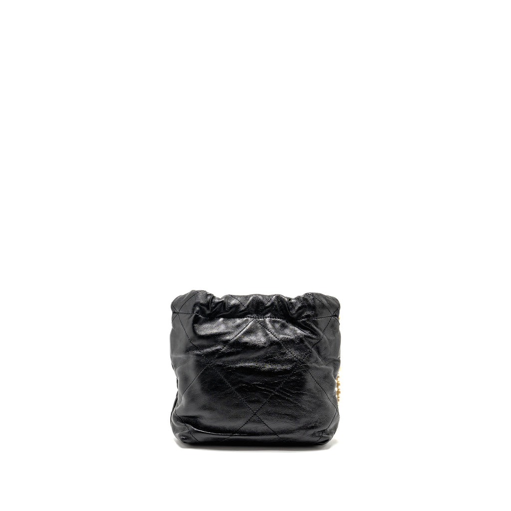 CHANEL 23S MINI 22 BAG WITH PEARL SHINY CALFSKIN GHW (MICROCHIP)