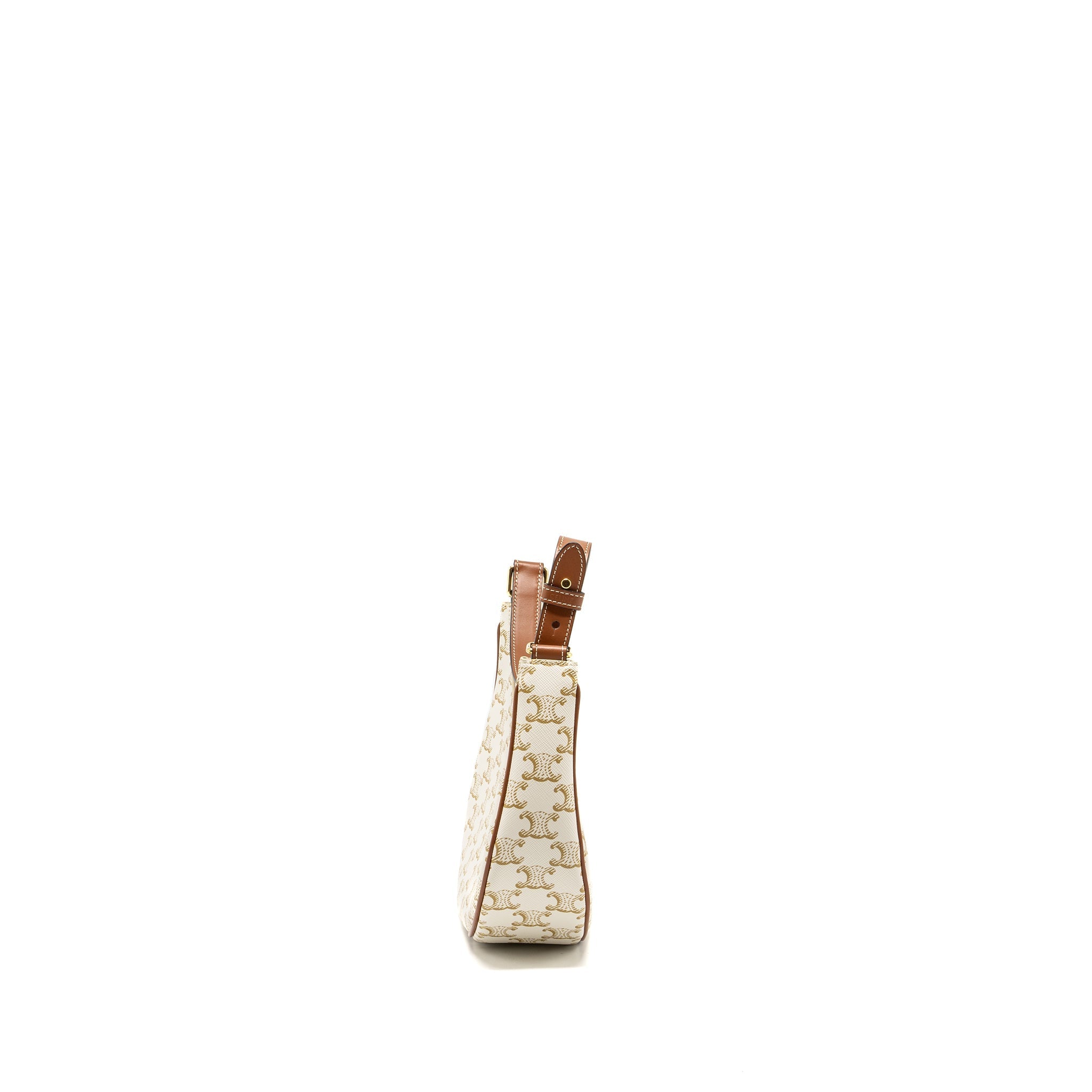 CELINE AVA BAG TRIOMPHE CANVAS/CALFSKIN WHITE/BROWN GHW