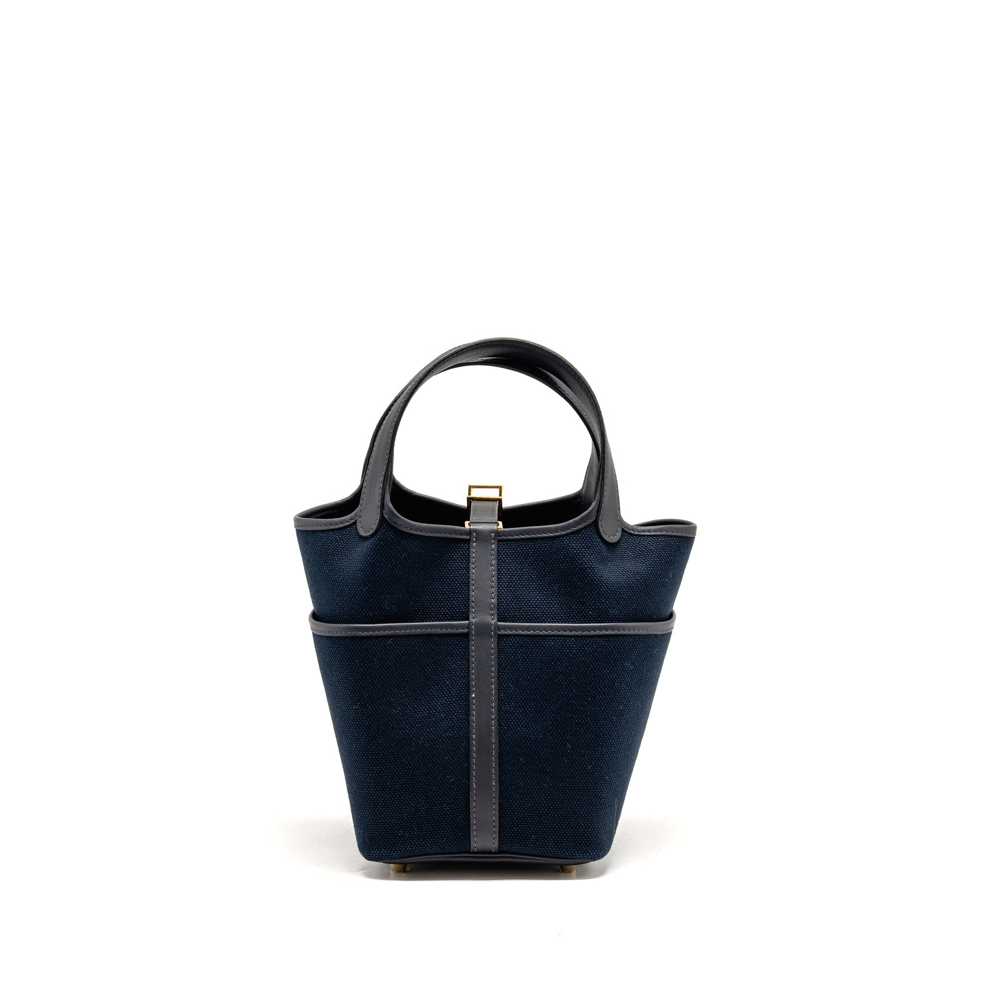 HERMES CARGO PICOTIN 18 LOCK BAG SWIFT / TOILE CANVAS BLUE MARINE / CABAN GHW