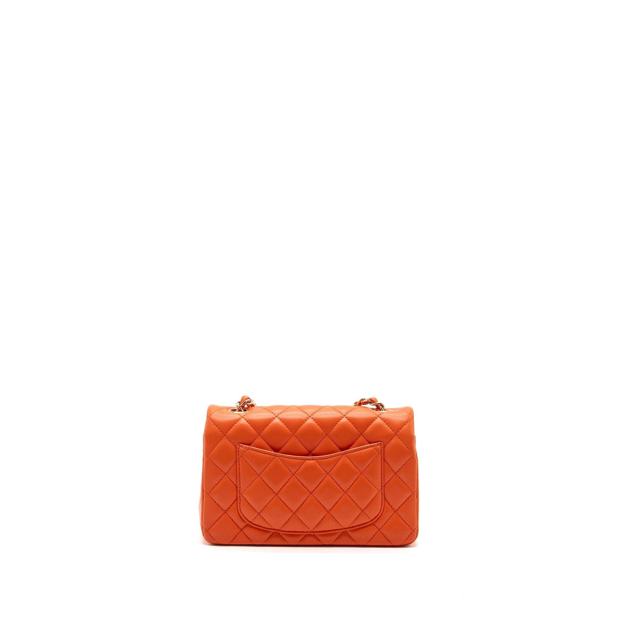 CHANEL MINI RECTANGULAR FLAP BAG LAMBSKIN ORANGE SHW