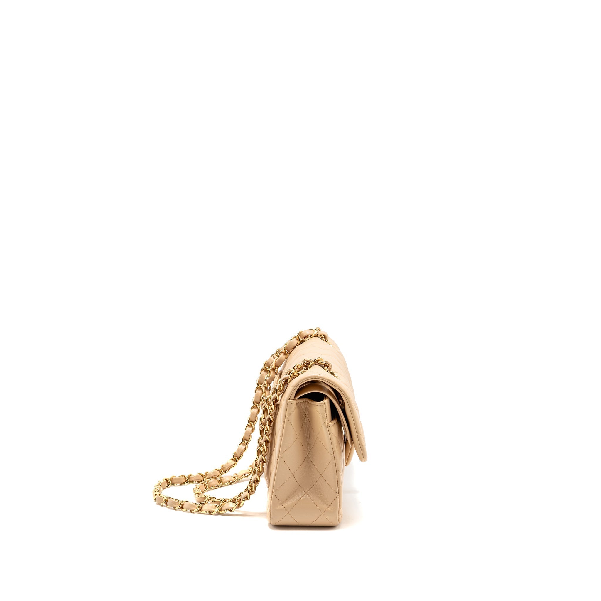 CHANEL SMALL CLASSIC DOUBLE FLAP BAG LAMBSKIN BEIGE GHW