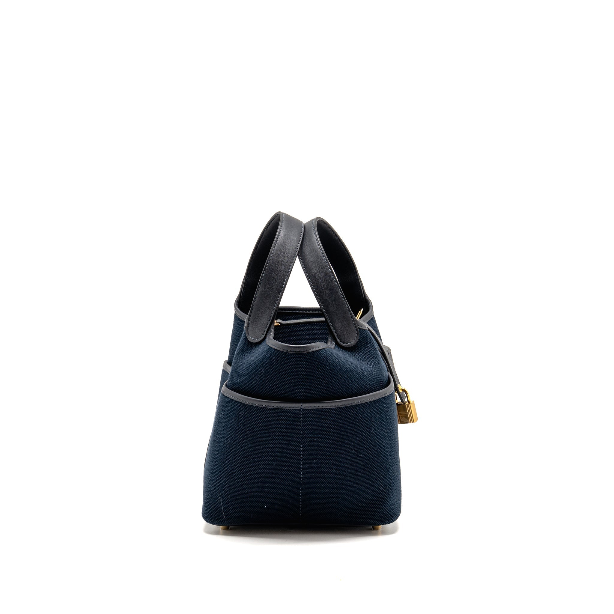 HERMES CARGO PICOTIN 18 LOCK BAG SWIFT / TOILE CANVAS BLUE MARINE / CABAN GHW